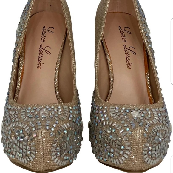 Lauren Lorraine Golden Nude Vanna 2 Platforms NWT - Picture 2 of 13